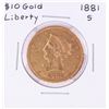 Image 1 : 1881-S $10 Liberty Head Eagle Gold Coin