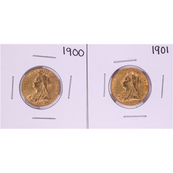Lot of 1900-1901 Great Britain Sovereign Gold Coins