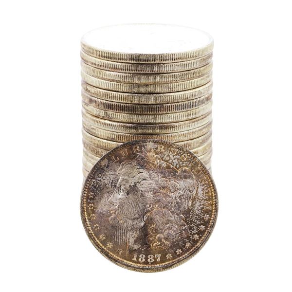 Roll of (20) Brilliant Uncirculated 1887 $1 Morgan Silver Dollar Coins
