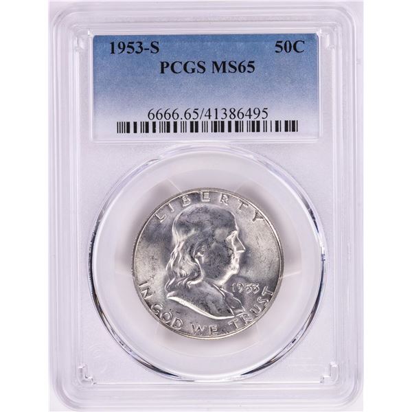 1953-S Franklin Half Dollar Coin PCGS MS65
