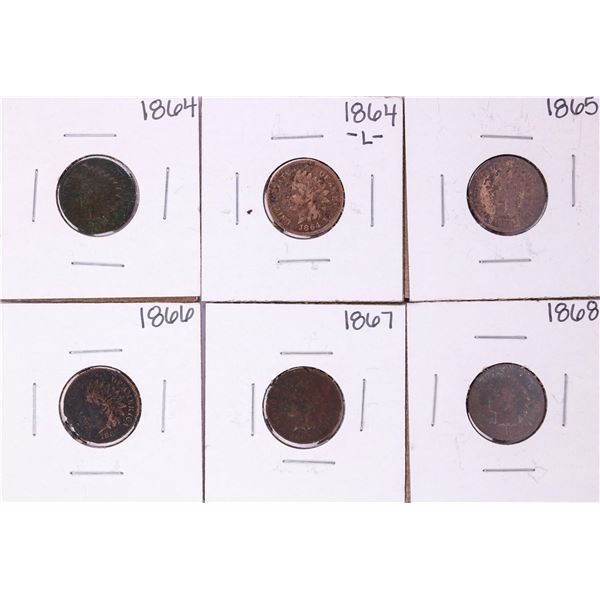 Set of 1864 -1868 Indian Head Cent Coins Including 1864-L