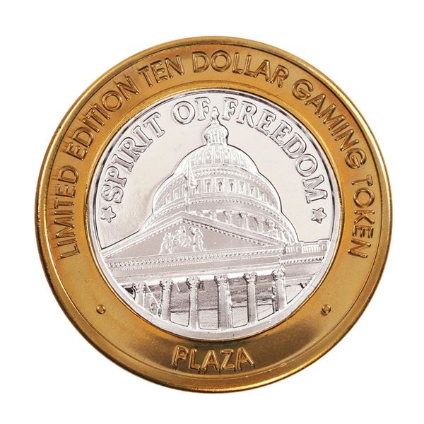 .999 Silver Plaza Hotel & Casino Nevada $10 Gaming Token Limited Edition