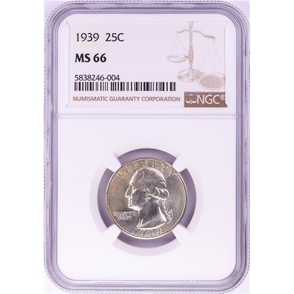 1939 Washington Quarter Coin NGC MS66