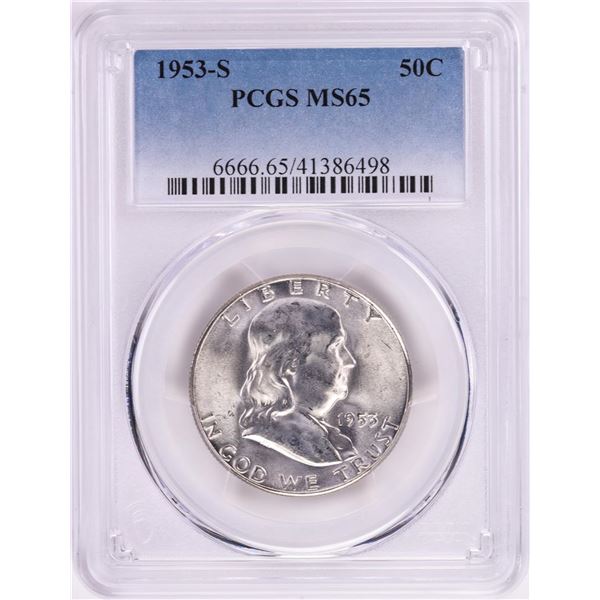 1953-S Franklin Half Dollar Coin PCGS MS65