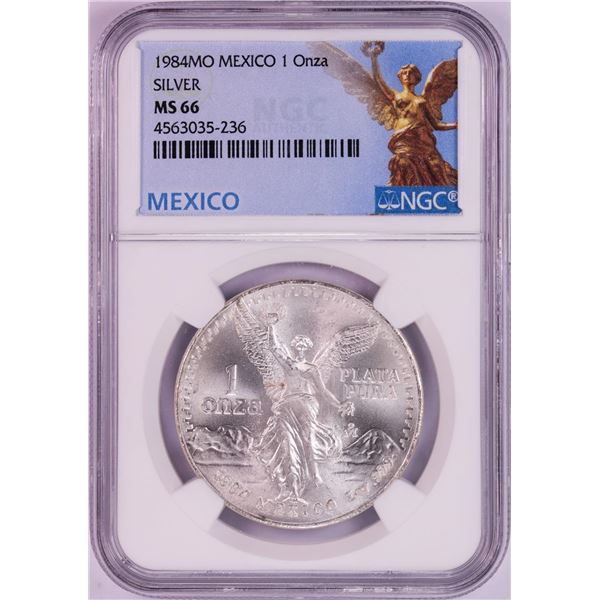 1984Mo Mexico 1 Onza Libertad Silver Coin NGC MS66