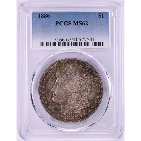 1886 $1 Morgan Silver Dollar Coin PCGS MS62 Nice Toning
