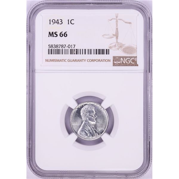 1943 Lincoln Steel Wheat Cent Coin NGC MS66