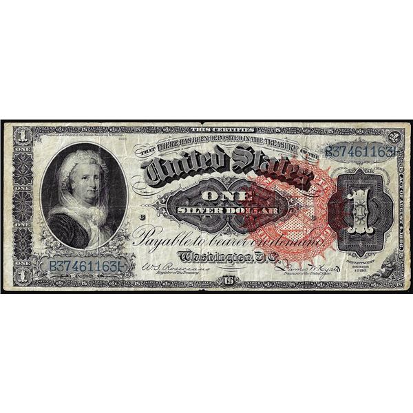 1886 $1 Martha Washington Silver Certificate Note