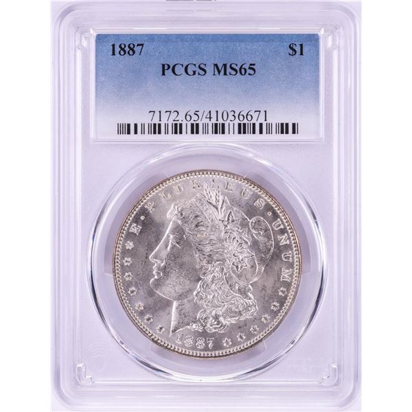 1887 $1 Morgan Silver Dollar Coin PCGS MS65