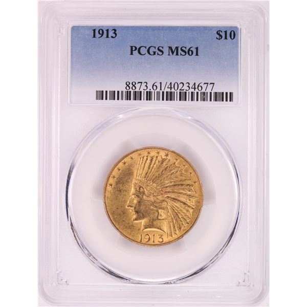 1913 $10 Indian Head Eagle Gold Coin PCGS MS61