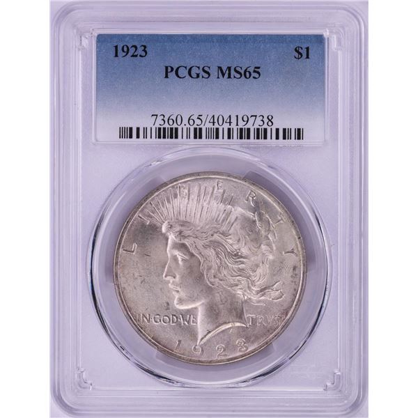 1923 $1 Peace Silver Dollar Coin PCGS MS65