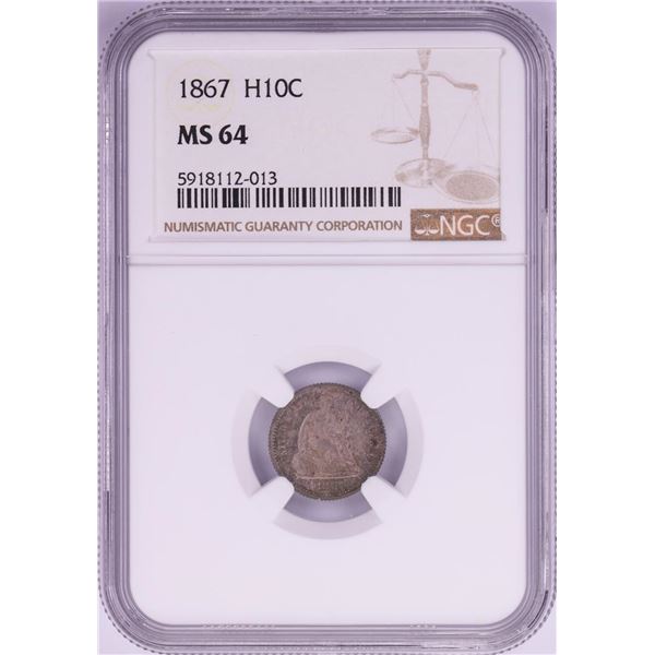 1867 Seated Liberty Half Dime Coin NGC MS64