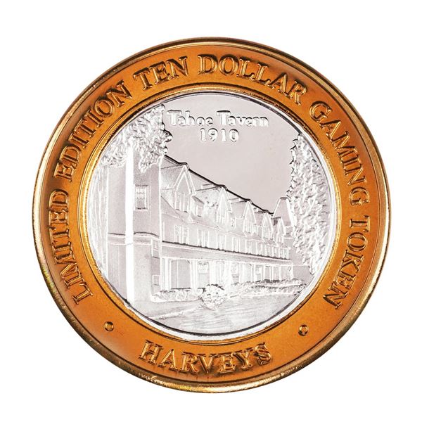 .999 Silver Harveys Lake Tahoe, Nevada $10 Casino Limited Edition Gaming Token