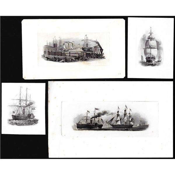 Lot of (4) 1800's Vignette from Original Proof Plates