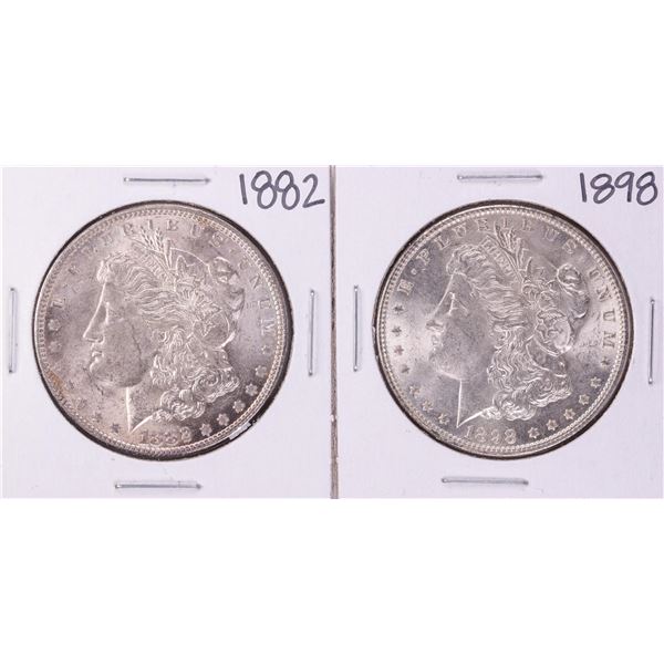 Lot of 1882 & 1898 $1 Morgan Silver Dollar Coins