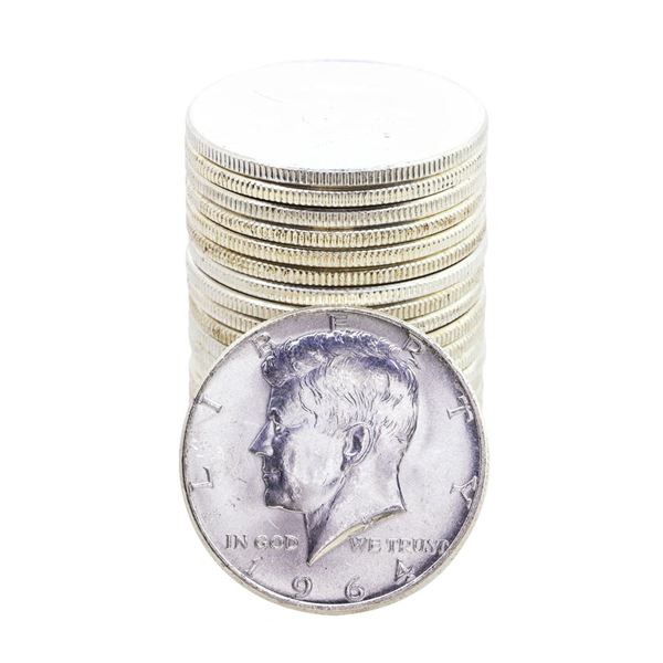Roll of (20) Brilliant Uncirculated 1964 Kennedy Half Dollar Coins