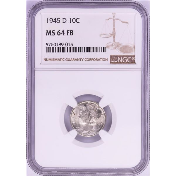 1945-D Mercury Dime Coin NGC MS64FB