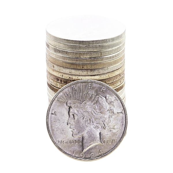 Roll of (20) Brilliant Uncirculated 1924 $1 Peace Silver Dollar Coins