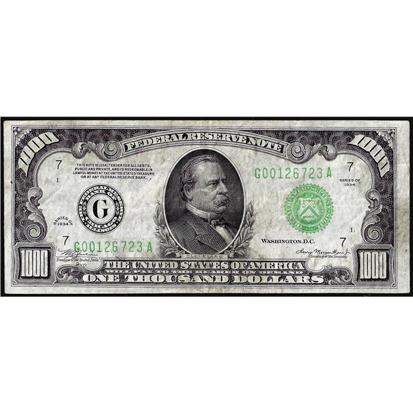 1934 $1,000 Federal Reserve Note Chicago
