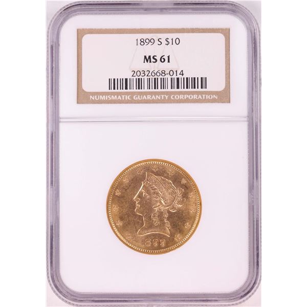 1899-S $10 Liberty Head Eagle Gold Coin NGC MS61