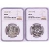 Image 1 : Lot of (2) 1963-D Franklin Half Dollar Coins NGC MS64