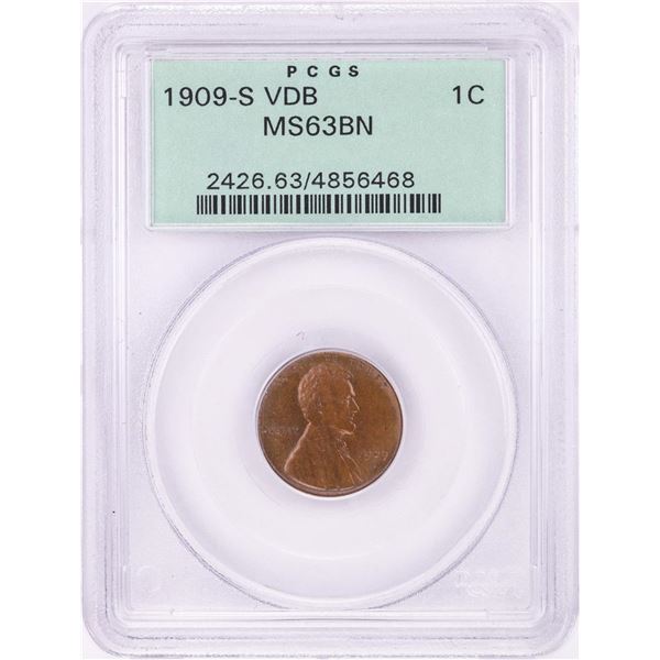 1909-S VDB Lincoln Wheat Cent Coin PCGS MS63BN