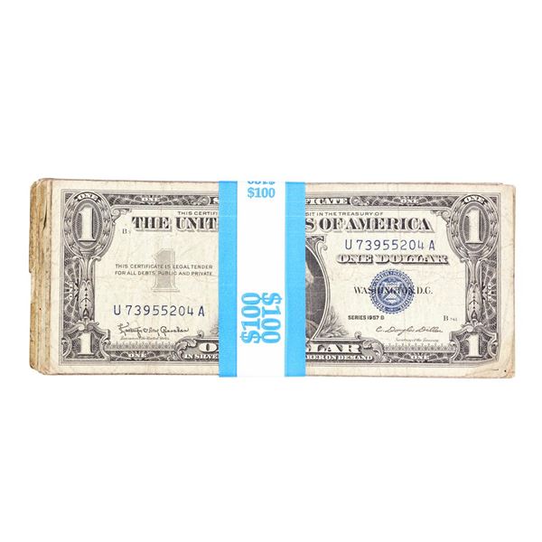 Lot of (100) 1957/A/B $1 Silver Certificate Notes