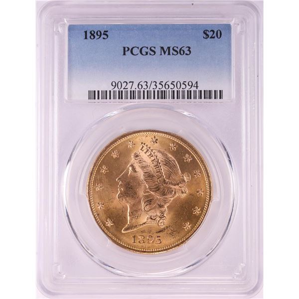 1895 $20 Liberty Head Double Eagle Gold Coin PCGS MS63