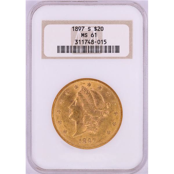 1897-S $20 Liberty Head Double Eagle Gold Coin NGC MS61