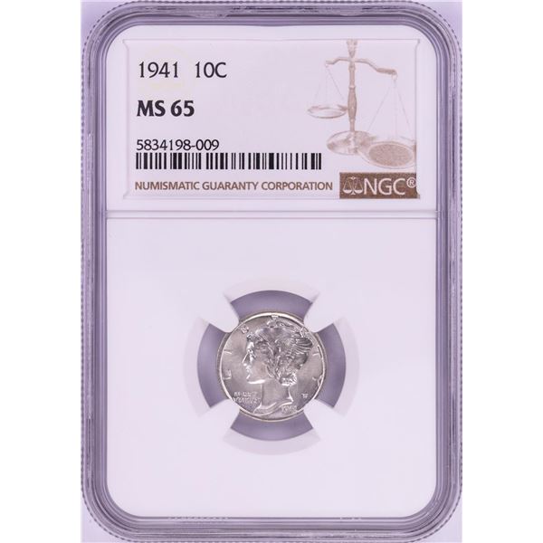 1941 Mercury Dime Coin NGC MS65