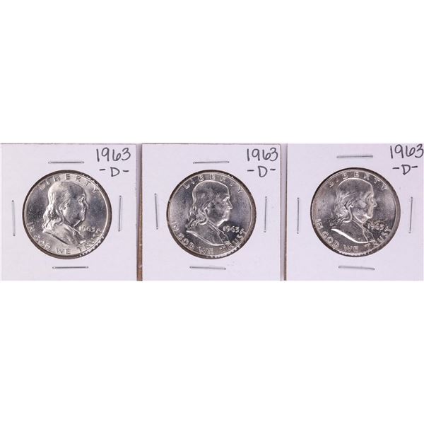 Lot of (3) 1963-D Franklin Half Dollar Coins