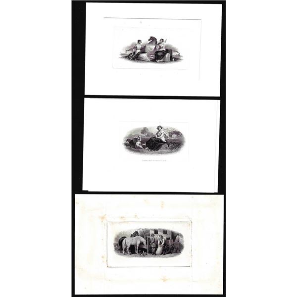 Lot of (3) 1800's Vignette from Original Proof Plates