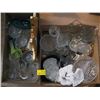 Image 1 : 2 BOXES OF MISC. GLASS & CRYSTAL VASES, WINE GLASSES, ETC.