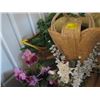 Image 1 : BASKET OF MISC. ARTIFICIAL PLANTS IN VASE, ETC.