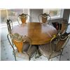 Image 2 : ROUND METAL BASED WOOD TOP DINING TABLE WITH 6 MATCHING CHAIRS