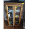 Image 1 : OAK GLASS DOORED CABINET, STEREO STAND