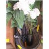 Image 2 : 2 LG. PLANTERS WITH UMBRELLA & ARTIFICIAL PLANTS