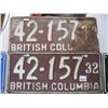 Image 1 : PAIR OF 1932 BRITISH COLUMBIA LICENCE PLATES