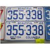 Image 1 : PAIR OF 1968 BC LICENCE PLATES