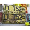 Image 1 : PAIR OF 1929 & A 1959 LICENCE PLATES