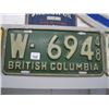 Image 1 : 1948 BC LICENCE PLATE