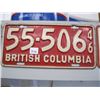 Image 1 : 1946 BC LICENCE PLATE