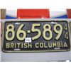 Image 1 : 1944 BC LICENCE PLATE