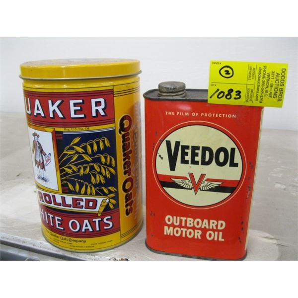 VIDAL TIN & QUAKER ROLLED OATS TIN