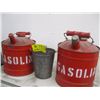 Image 1 : 2 SMALL RED METAL GAS CANS & THE DAVIDSON FILLER