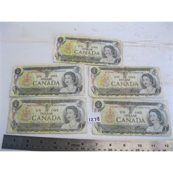 5 1973 $1 BILLS