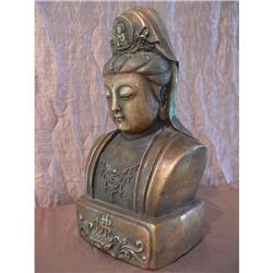 Bronze Buddhist Bodhisattva Bust of Kwan Yin #1612284