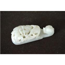 Carved Celadon Jade Buckle   #1612484