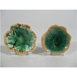 Two Etruscan Geranium Butter Pats, 1880's #1612723