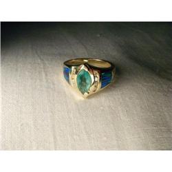 Estate 14K YG Gold Emerald Diamond Opal Ring #1612937